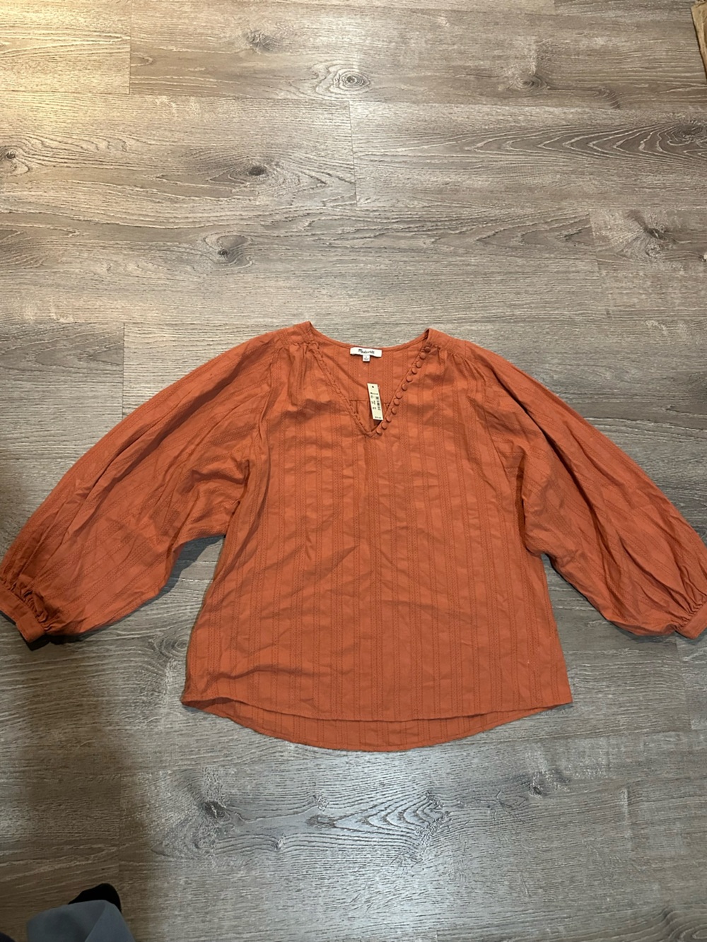 Madewell Women’s Rust Orange Long Sleeve Blouse Top Size S